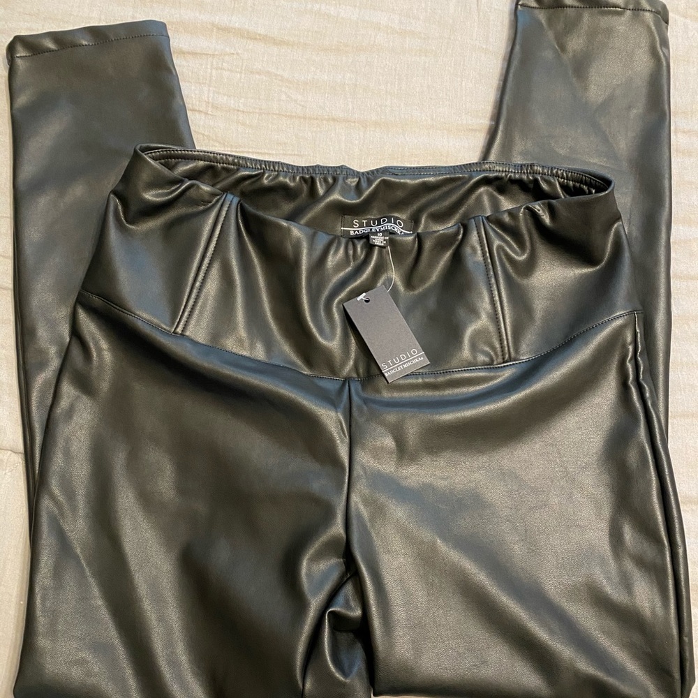 NWT Badgley Mischka high waist faux leather pants